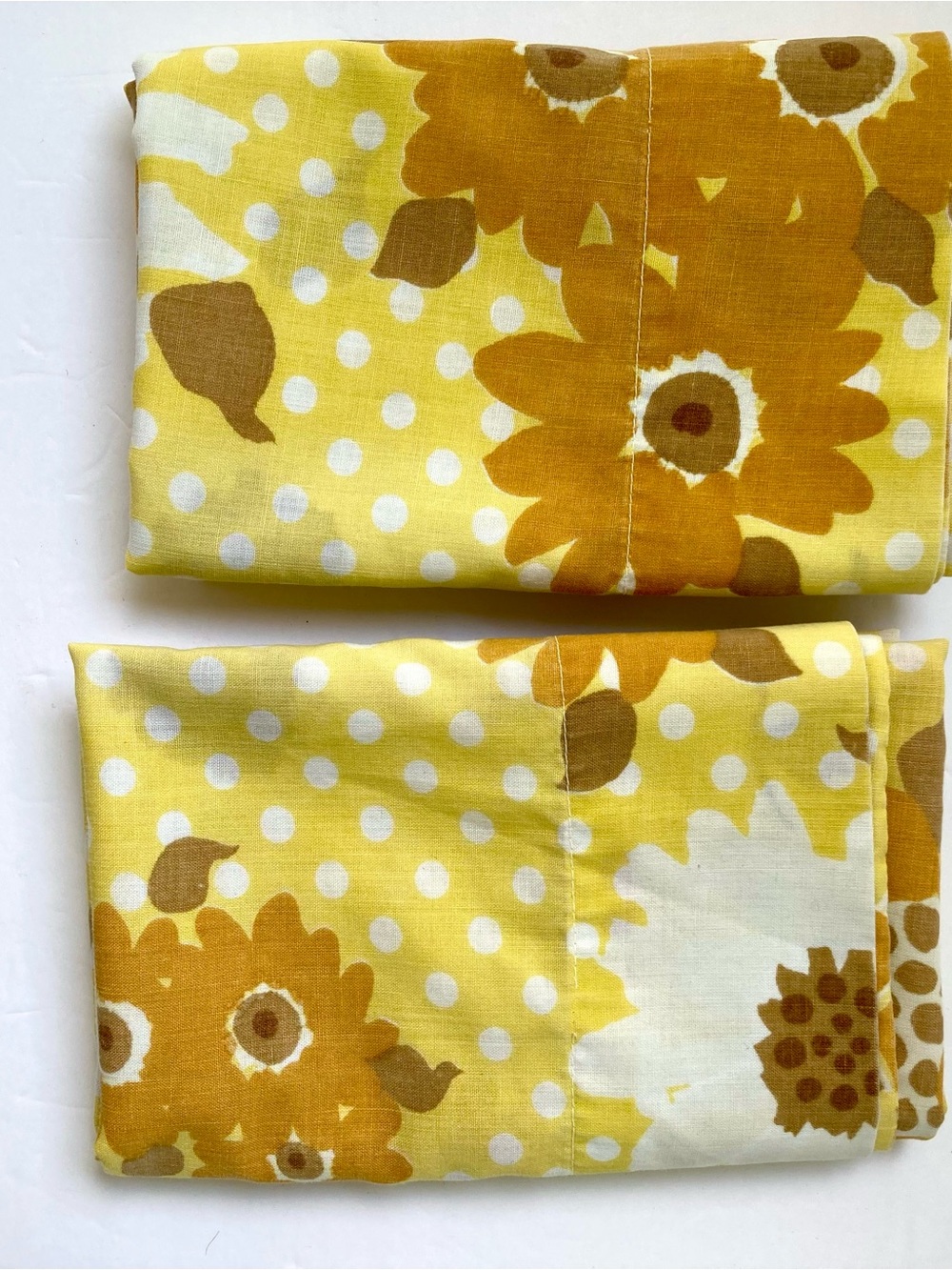 Vintage Yellow Floral Cotton pillowcases - Set of 2